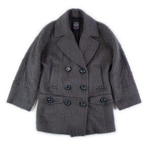 PAUL & SHARK Yachting RARE blue grey mohair double breasted peacoat size 42